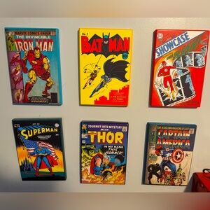 Set of 6 comic book wall art. Wood plaques Marvel EUC